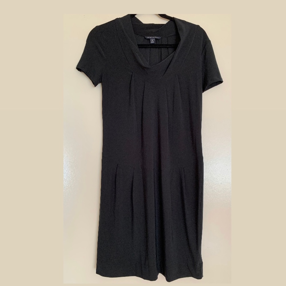 Banana Republic Black Cowl Neck Short Sleeve Stretch Dress